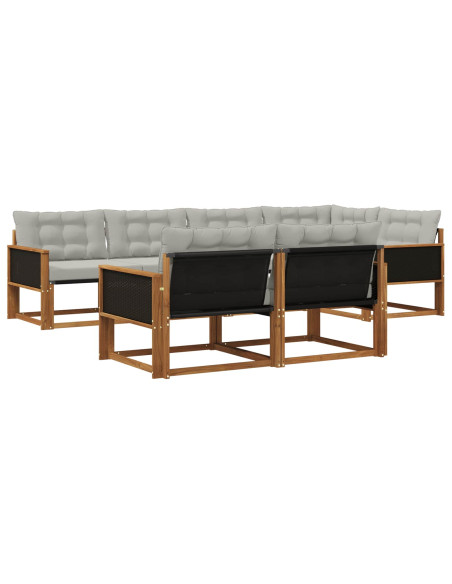 Set di divani da esterno 7 pcs Naturale e Grigio Chiaro