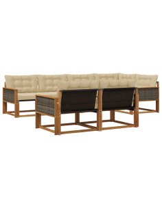 Set di divani da esterno con cuscino 7 pcs Naturale e Beige
