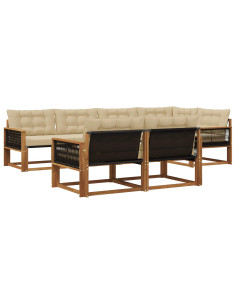 Set di divani da esterno con cuscino 7 pcs Naturale e Beige