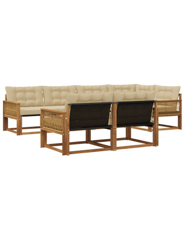 Set di divani da esterno con cuscino 7 pcs Naturale e Beige