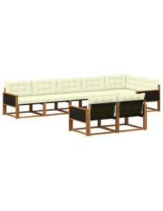 Set di divani da esterno con cuscino 8 pcs Naturale e Crema