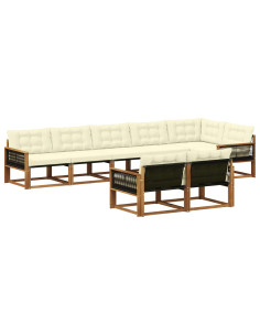 Set di divani da esterno con cuscino 8 pcs Naturale e Crema