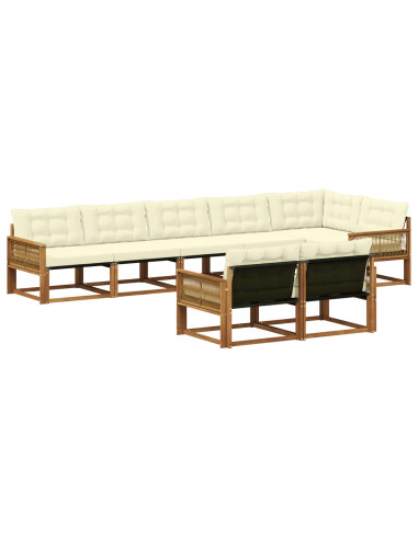 Set di divani da esterno con cuscino 8 pcs Naturale e Crema