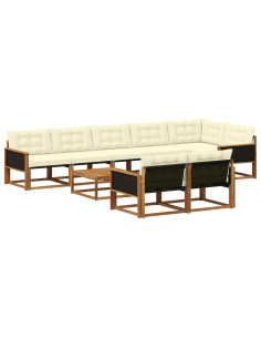 Set di divani da esterno con cuscino 9 pcs Naturale e Crema