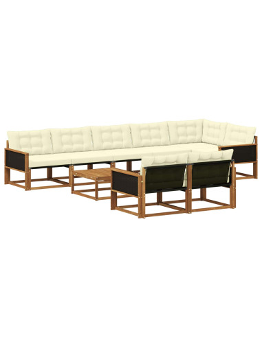 Set di divani da esterno con cuscino 9 pcs Naturale e Crema