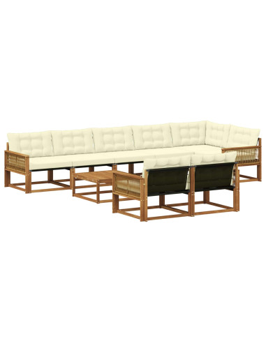 Set di divani da esterno con cuscino 9 pcs Naturale e Crema