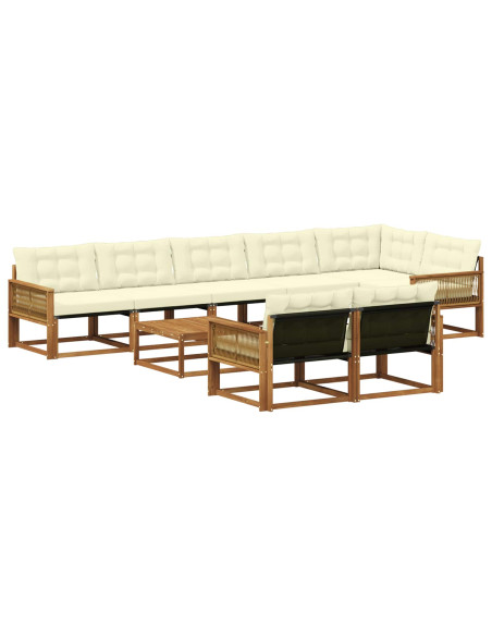 Set di divani da esterno con cuscino 9 pcs Naturale e Crema