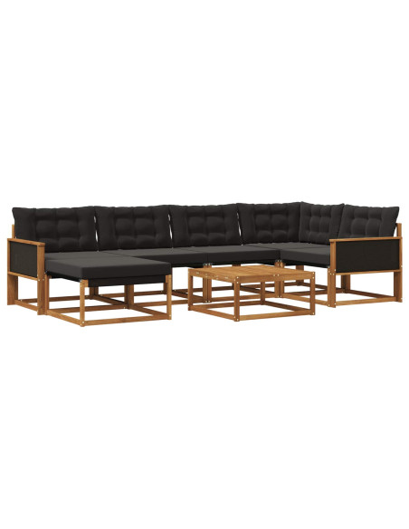 Set di divani da esterno con cuscino 7 pcs Naturale e Nero