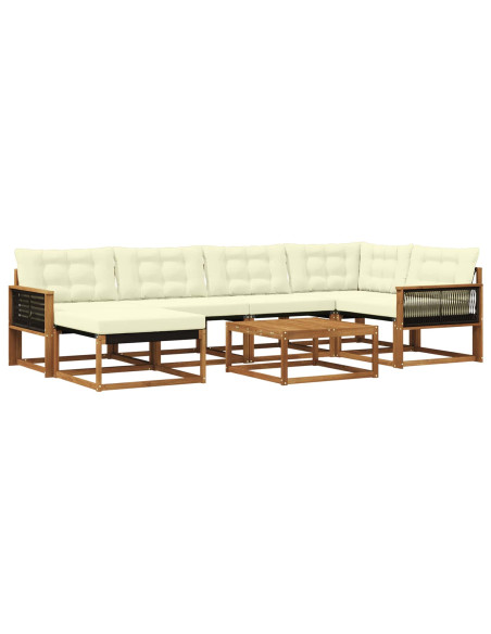 Set di divani da esterno con cuscino 7 pcs Naturale e Crema