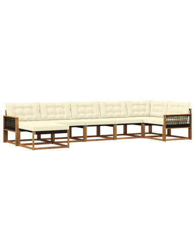 Set di divani da esterno con cuscino 7 pcs Naturale e Crema