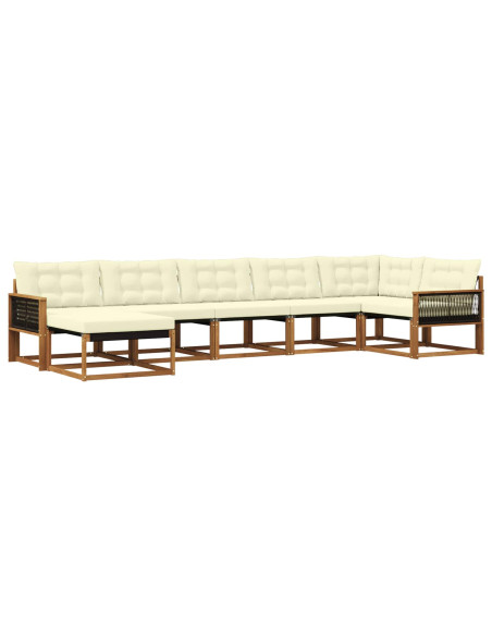 Set di divani da esterno con cuscino 7 pcs Naturale e Crema