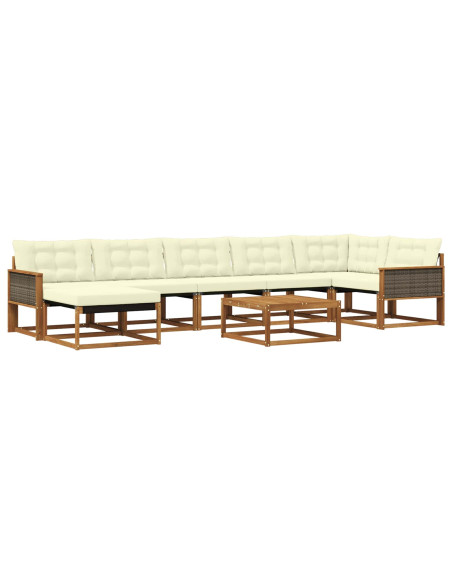 Set di divani da esterno con cuscino 8 pcs Naturale e Crema