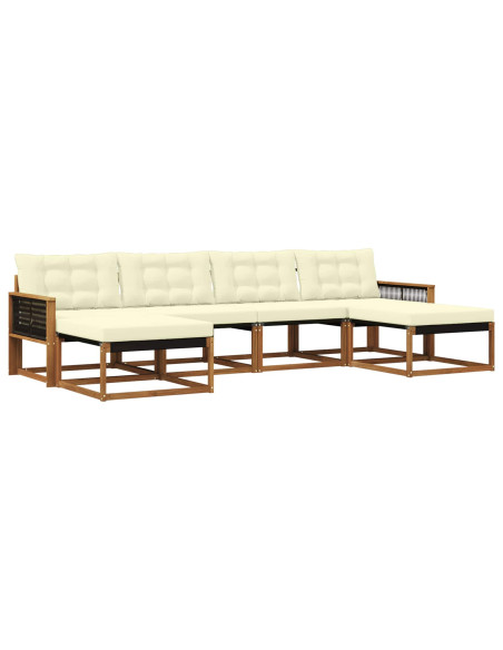 Set di divani da esterno con cuscino 6 pcs Naturale e Crema