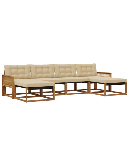 Set di divani da esterno con cuscino 6 pcs Naturale e Beige