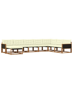 Set di divani da esterno con cuscino 8 pcs Naturale e Crema