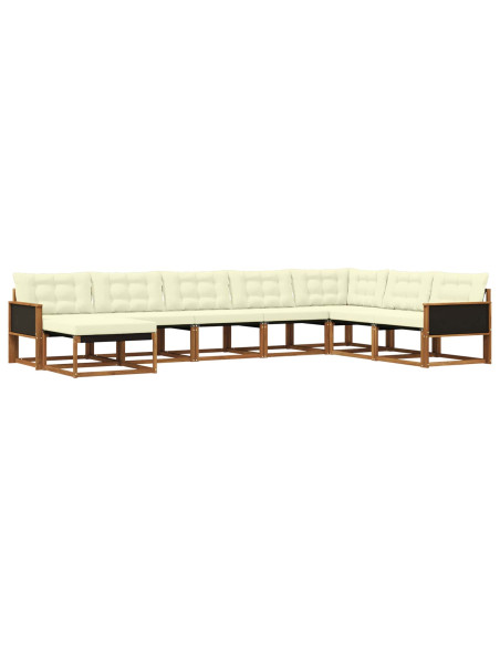 Set di divani da esterno con cuscino 8 pcs Naturale e Crema