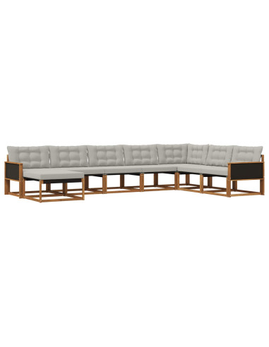 Set di divani da esterno 8 pcs Naturale e Grigio Chiaro
