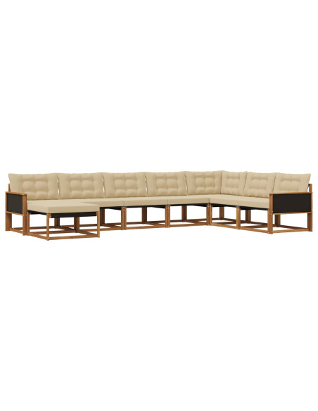 Set di divani da esterno con cuscino 8 pcs Naturale e Beige