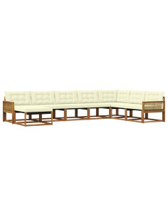 Set di divani da esterno con cuscino 8 pcs Naturale e Crema