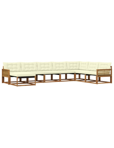 Set di divani da esterno con cuscino 8 pcs Naturale e Crema