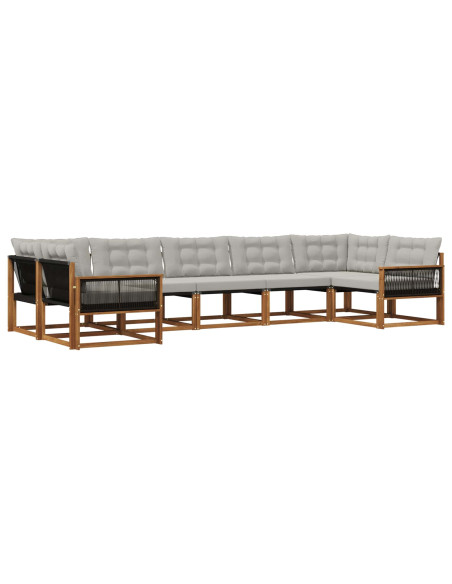 Set di divani da esterno 7 pcs Naturale e Grigio Chiaro