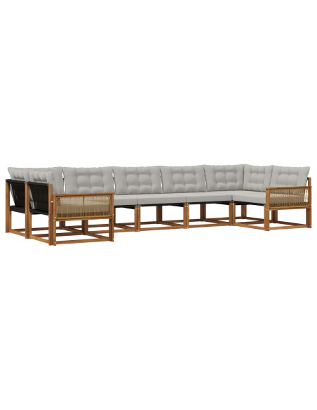 Set di divani da esterno 7 pcs Naturale e Grigio Chiaro