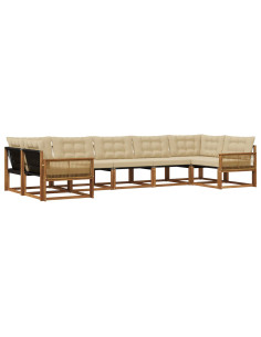 Set di divani da esterno con cuscino 7 pcs Naturale e Beige