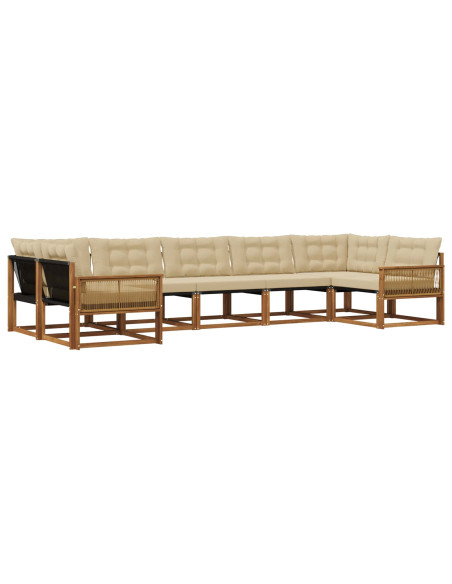 Set di divani da esterno con cuscino 7 pcs Naturale e Beige