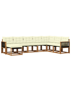 Set di divani da esterno con cuscino 8 pcs Naturale e Crema