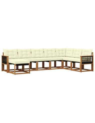 Set di divani da esterno con cuscino 8 pcs Naturale e Crema