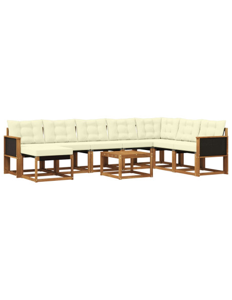 Set di divani da esterno con cuscino 9 pcs Naturale e Crema