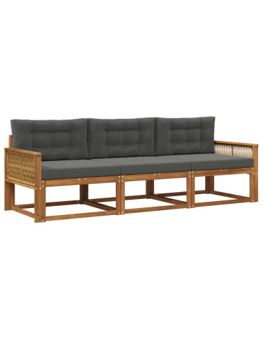 Set di divani da esterno con cuscino 3 pcs Naturale e Antracite
