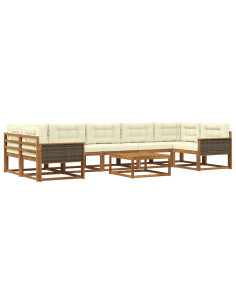 Set di divani da esterno con cuscino 8 pcs Naturale e Crema