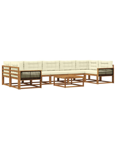 Set di divani da esterno con cuscino 8 pcs Naturale e Crema