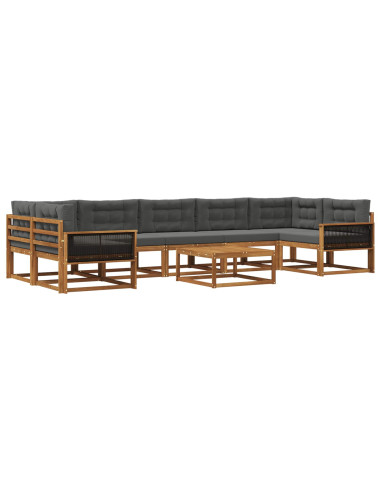 Set di divani da esterno con cuscino 8 pcs Naturale e Antracite