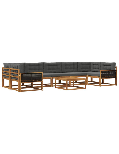 Set di divani da esterno con cuscino 8 pcs Naturale e Antracite