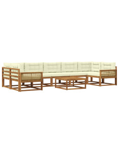 Set di divani da esterno con cuscino 8 pcs Naturale e Crema