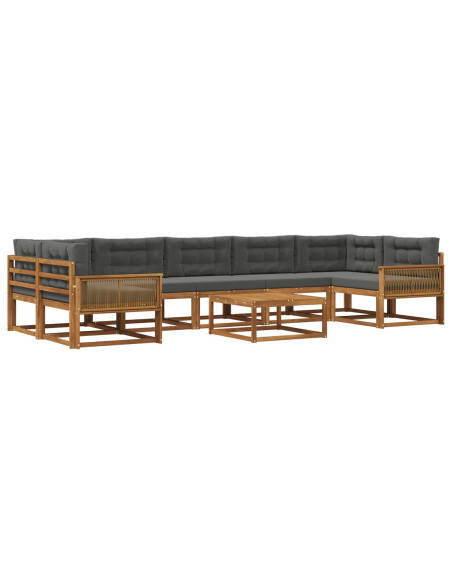 Set di divani da esterno con cuscino 8 pcs Naturale e Antracite