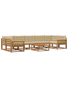Set di divani da esterno con cuscino 8 pcs Naturale e Beige