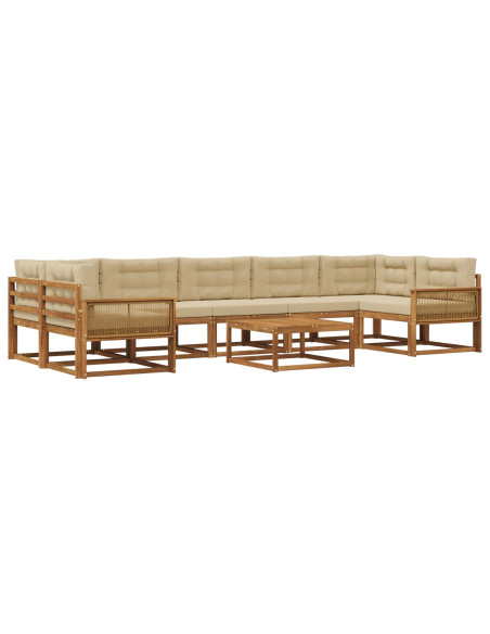 Set di divani da esterno con cuscino 8 pcs Naturale e Beige