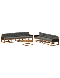 Set di divani da esterno con cuscino 9 pcs Naturale e Antracite