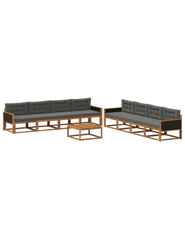 Set di divani da esterno con cuscino 9 pcs Naturale e Antracite