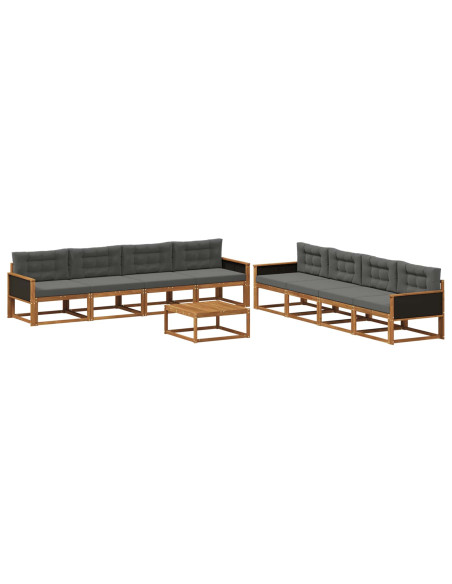 Set di divani da esterno con cuscino 9 pcs Naturale e Antracite
