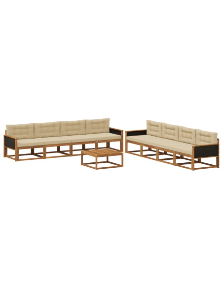Set di divani da esterno con cuscino 9 pcs Naturale e Beige