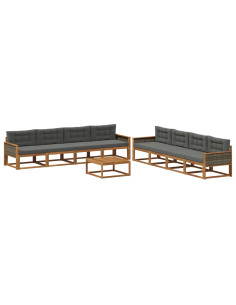 Set di divani da esterno con cuscino 9 pcs Naturale e Antracite