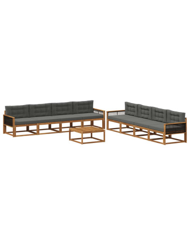 Set di divani da esterno con cuscino 9 pcs Naturale e Antracite