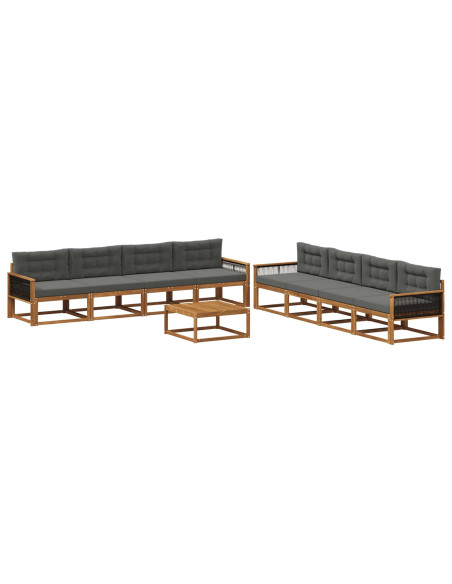 Set di divani da esterno con cuscino 9 pcs Naturale e Antracite