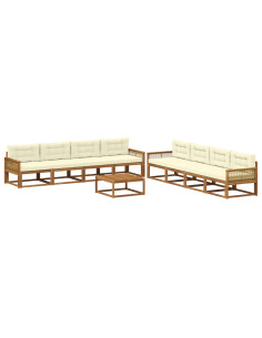 Set di divani da esterno con cuscino 9 pcs Naturale e Crema