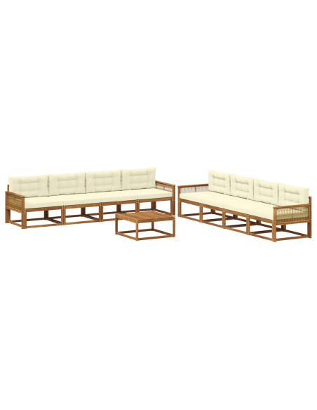 Set di divani da esterno con cuscino 9 pcs Naturale e Crema