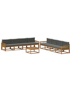 Set di divani da esterno con cuscino 9 pcs Naturale e Antracite